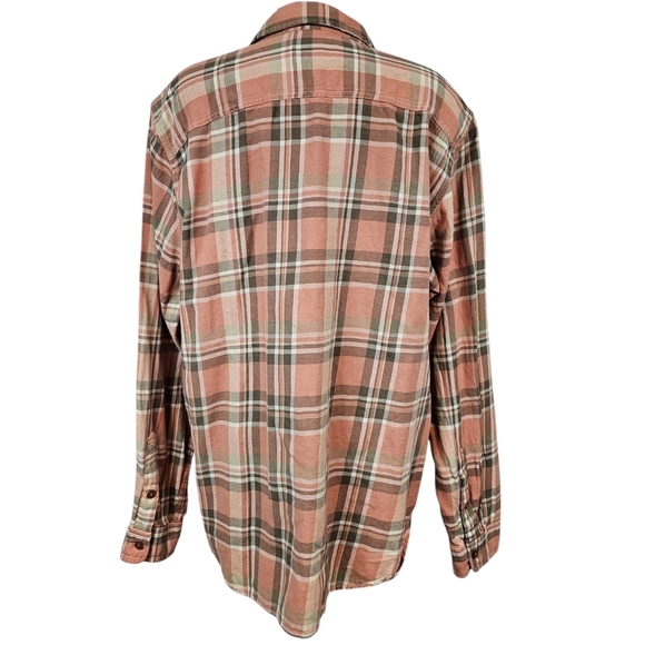 Frye Peach & Tan Button Down Flannel Shirt Size XXL Men's Workwear W23 - Picture 5 of 10